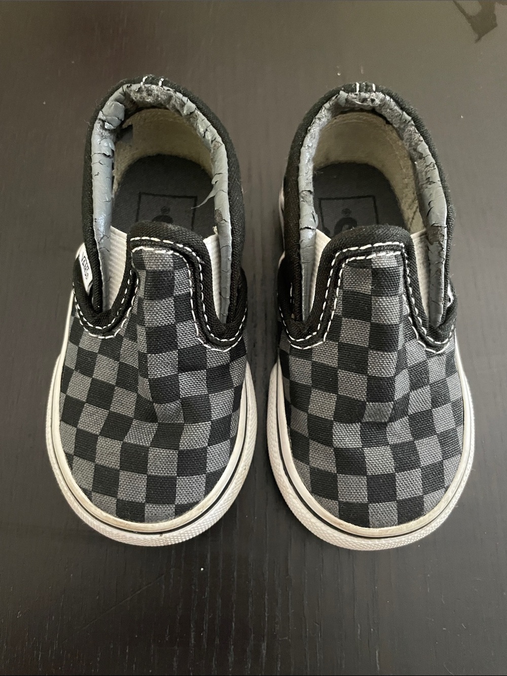 Vans Kids Slip-On Checkerboard Sneakers - Black and Gray